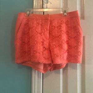 coral soft patterned shorts